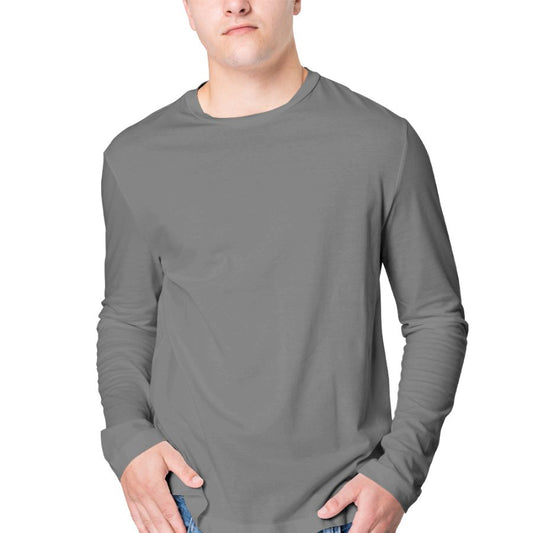 Plain Steel Grey Full Sleeves T-Shirt