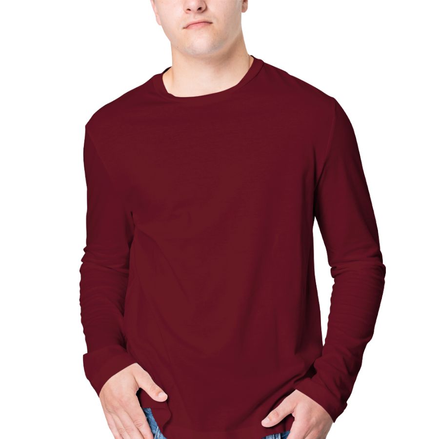 Plain Maroon Full Sleeves T-Shirt