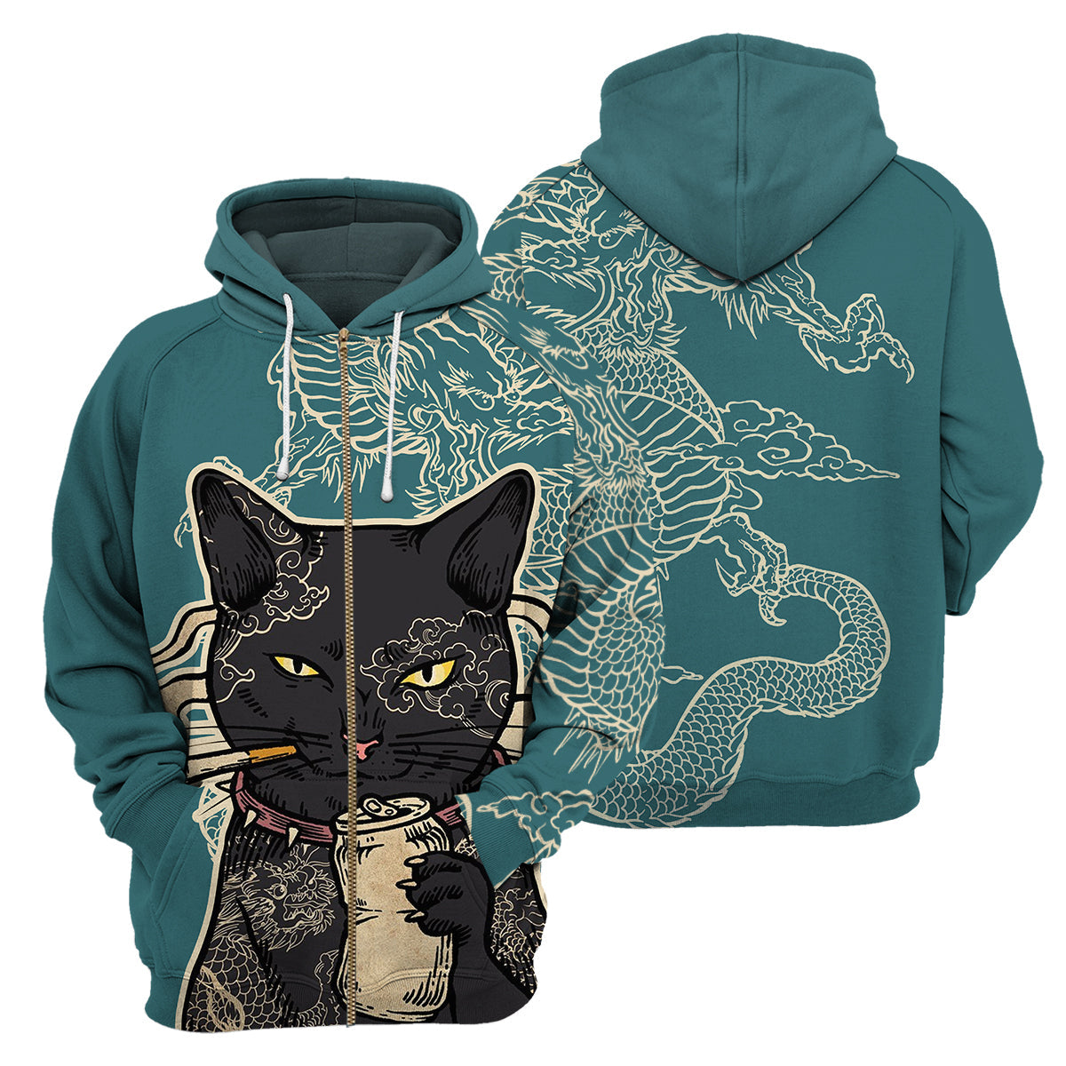 Klothek Dragon Black Cat - 3D All Over Printed Shirt | Price in USA, Best Quality