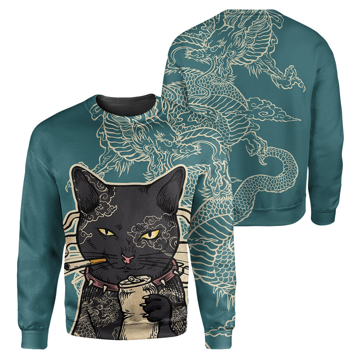 Klothek Dragon Black Cat - 3D All Over Printed Shirt | Price in USA, Best Quality