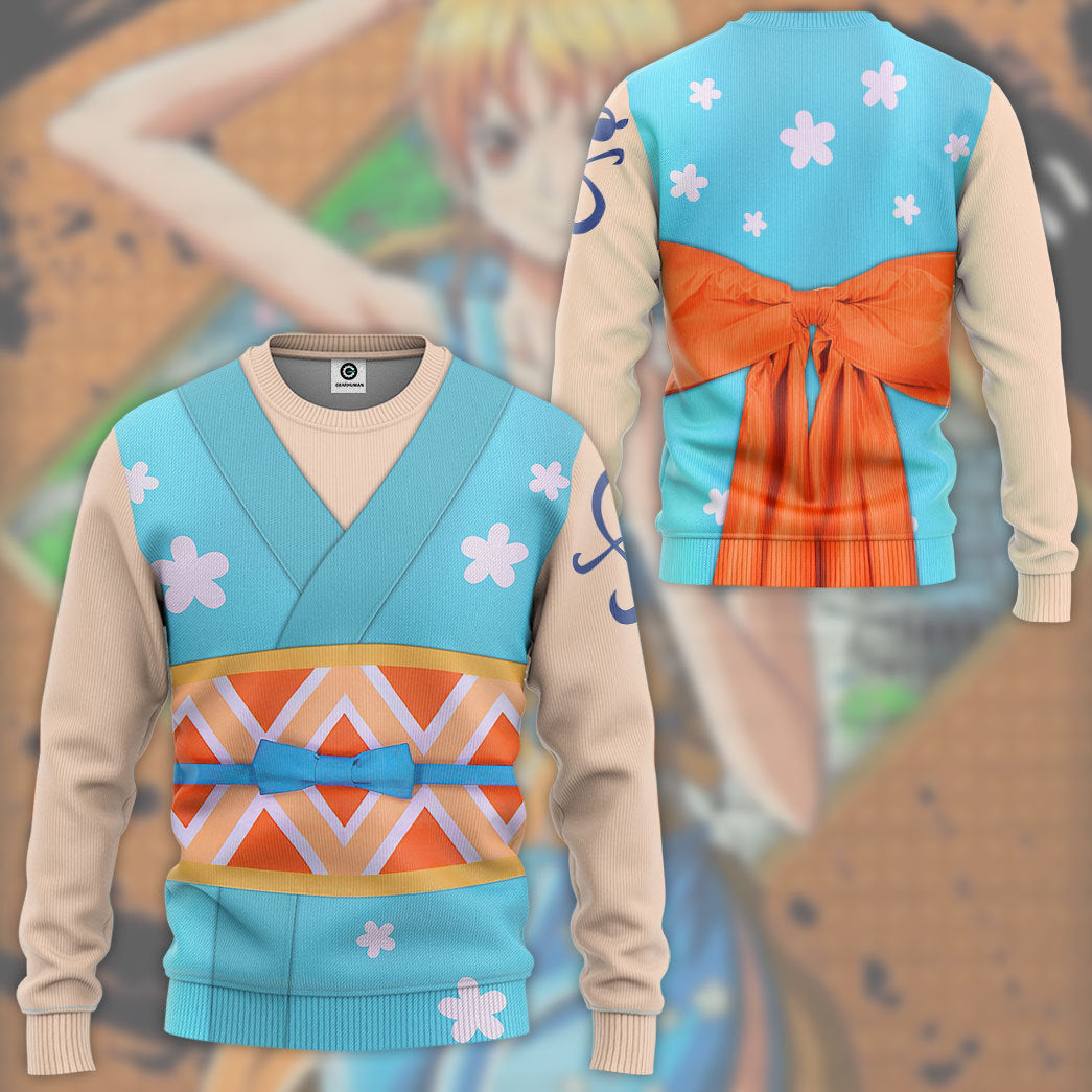 Klothek 3D One Piece Nami The Wano Country Arc Custom Hoodie Tshirt | Price in USA, Best Quality