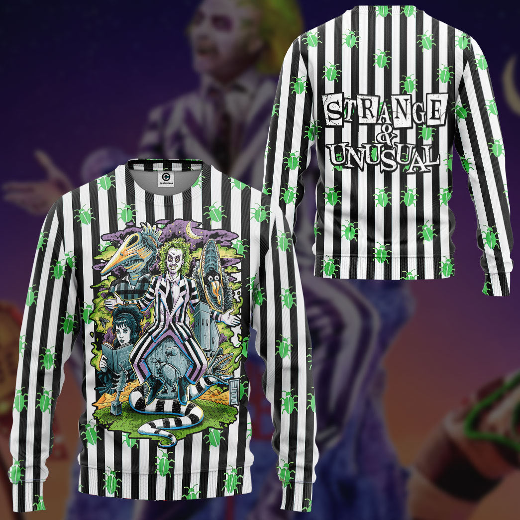 Klothek 3D Beetlejuice Stripes and Bugs Custom Hoodie Tshirt Appare | Price in USA, Best Quality