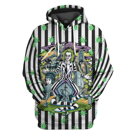 Klothek 3D Beetlejuice Stripes and Bugs Custom Hoodie Tshirt Appare | Price in USA, Best Quality