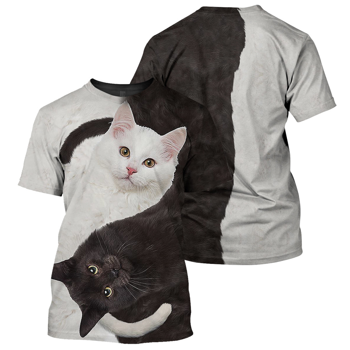 Klothek Yinyang Cat- 3D All Over Printed Shirt | Price in USA, Best Quality