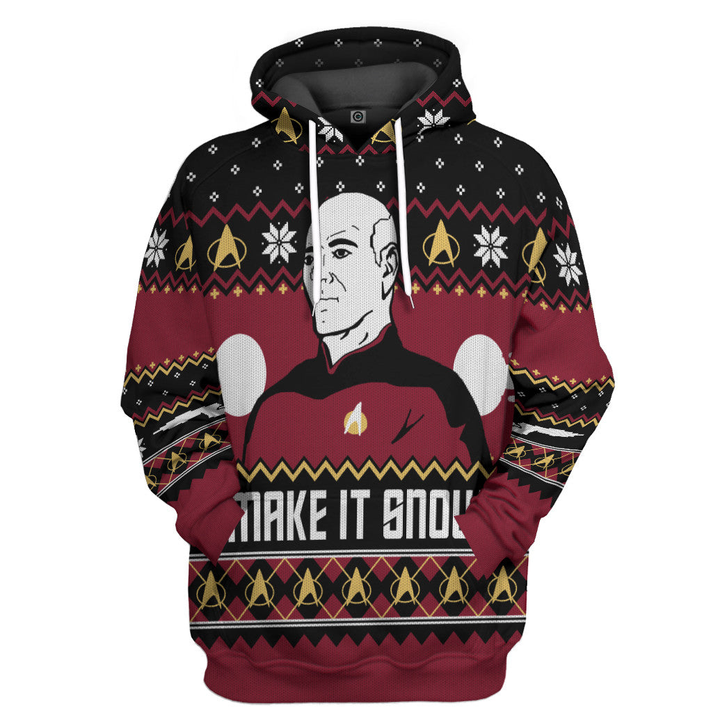 Klothek 3D S.T Make It Snow With Captian Jean Luc Picard Christmas | Price in USA, Best Quality