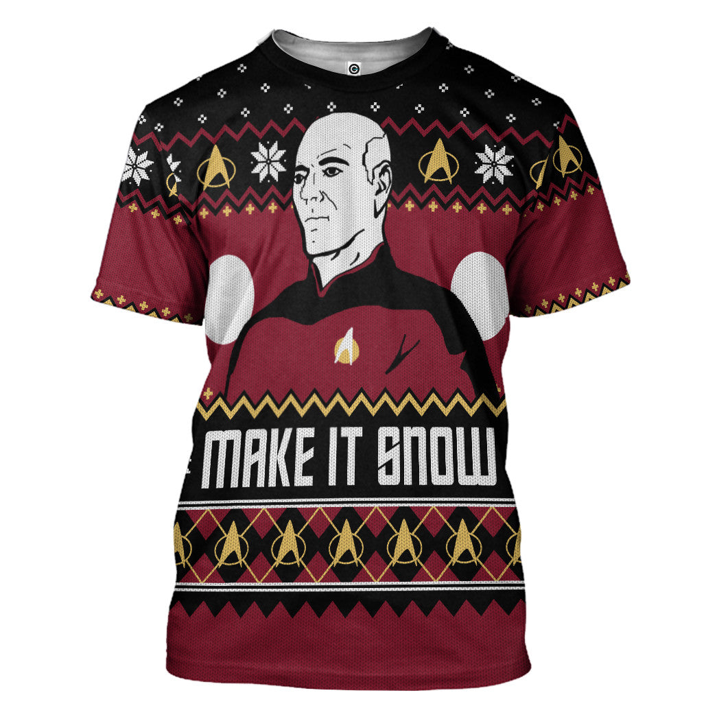 Klothek 3D S.T Make It Snow With Captian Jean Luc Picard Christmas | Price in USA, Best Quality