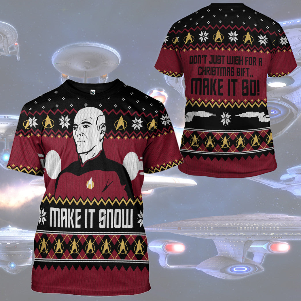 Klothek 3D S.T Make It Snow With Captian Jean Luc Picard Christmas | Price in USA, Best Quality