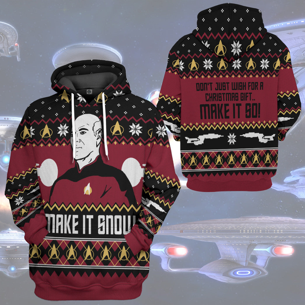 Klothek 3D S.T Make It Snow With Captian Jean Luc Picard Christmas | Price in USA, Best Quality