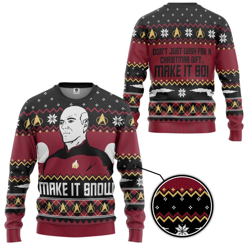 Klothek 3D S.T Make It Snow With Captian Jean Luc Picard Christmas | Price in USA, Best Quality