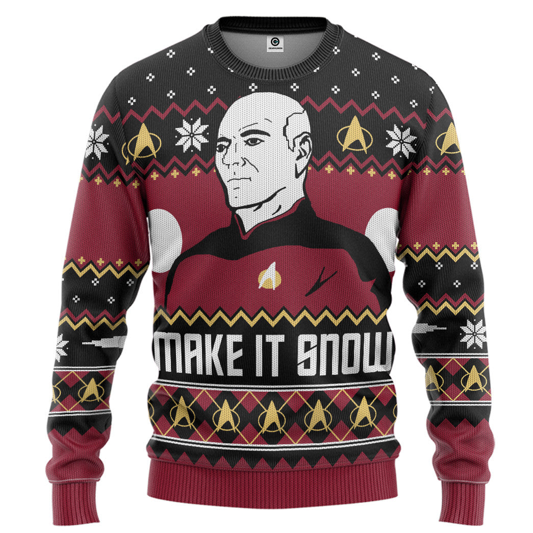 Klothek 3D S.T Make It Snow With Captian Jean Luc Picard Christmas | Price in USA, Best Quality