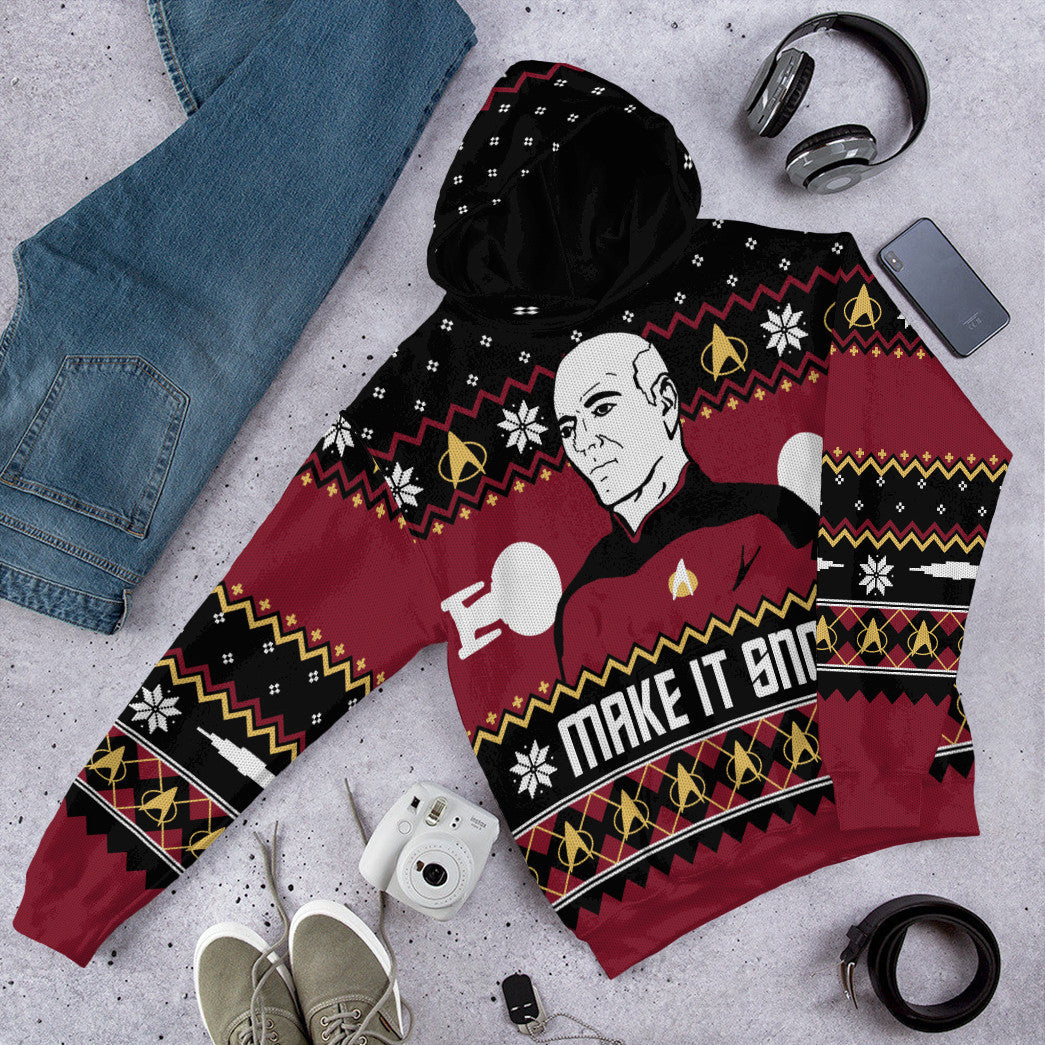 Klothek 3D S.T Make It Snow With Captian Jean Luc Picard Christmas | Price in USA, Best Quality