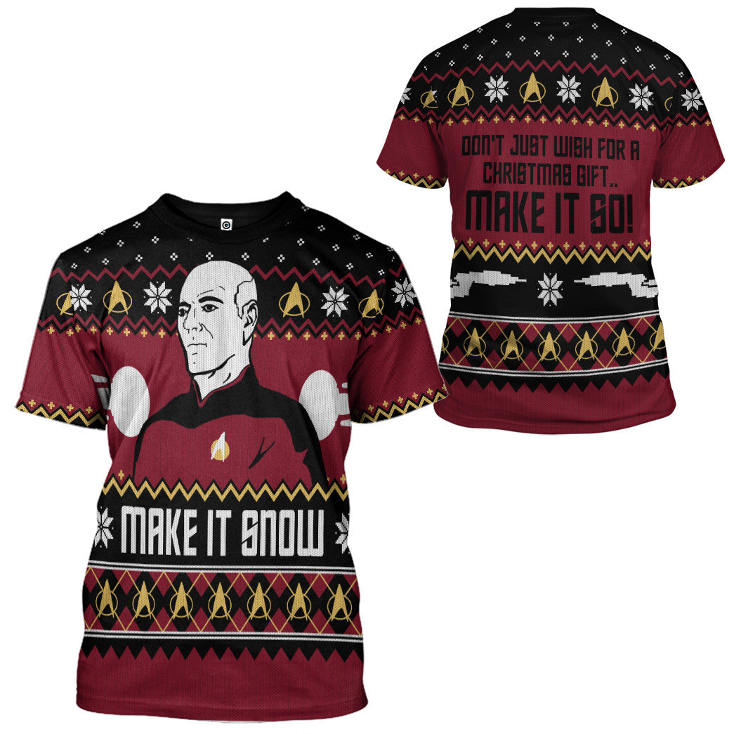 Klothek 3D S.T Make It Snow With Captian Jean Luc Picard Christmas | Price in USA, Best Quality