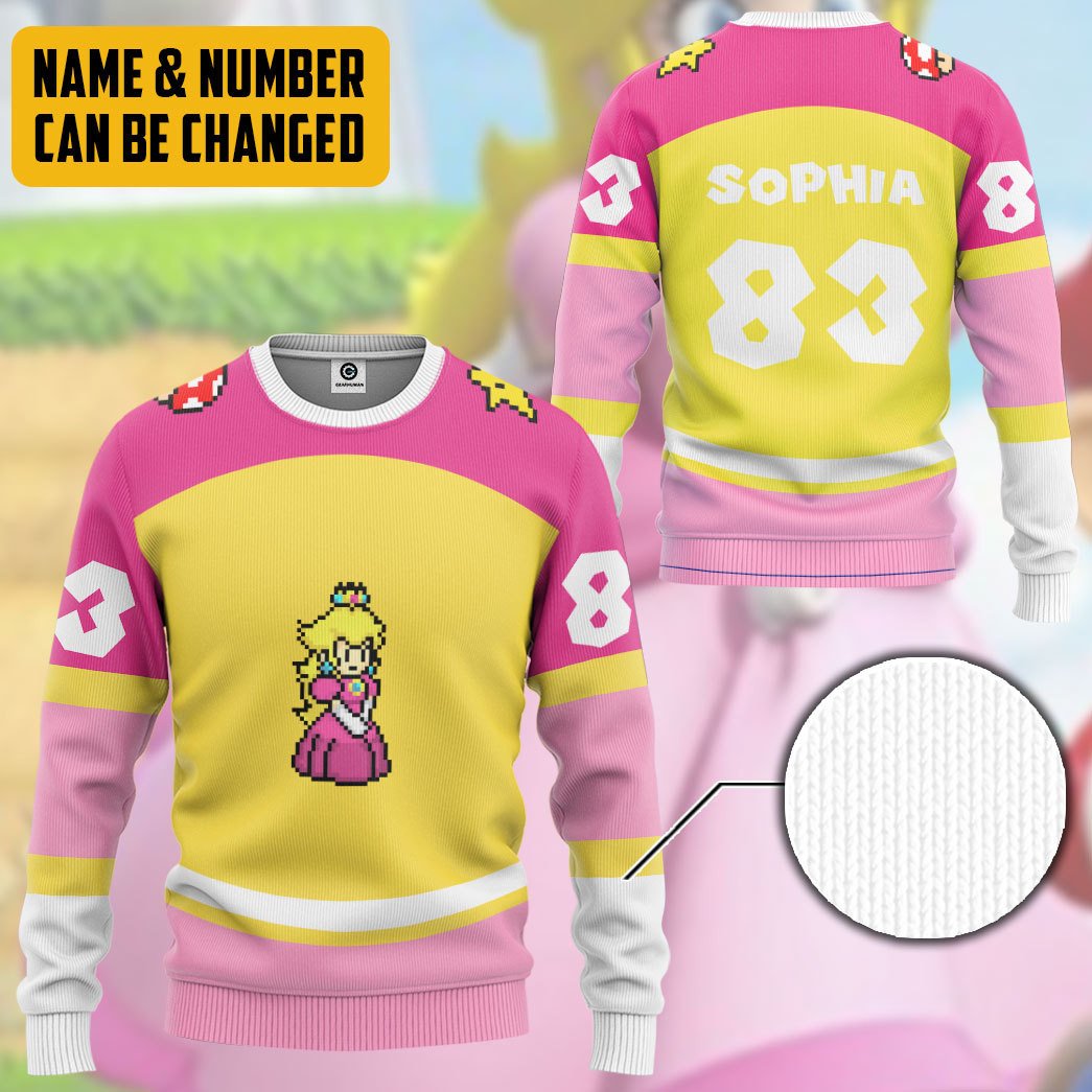 Klothek 3D Princess Peach Sports Custom Name Custom Number Hoodie T | Price in USA, Best Quality