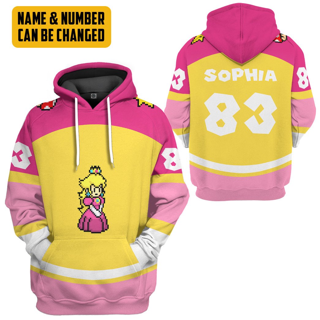 Klothek 3D Princess Peach Sports Custom Name Custom Number Hoodie T | Price in USA, Best Quality