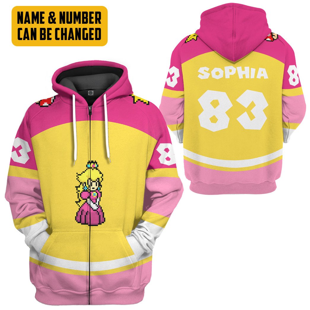 Klothek 3D Princess Peach Sports Custom Name Custom Number Hoodie T | Price in USA, Best Quality