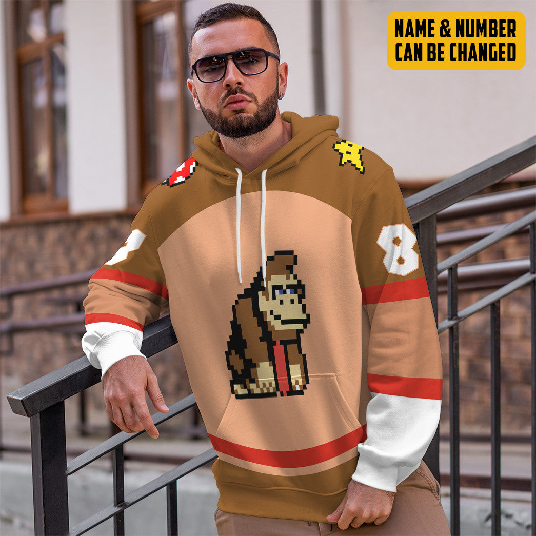 Klothek 3D Donkey Kong Sports Custom Name Custom Number Hoodie Tshi | Price in USA, Best Quality