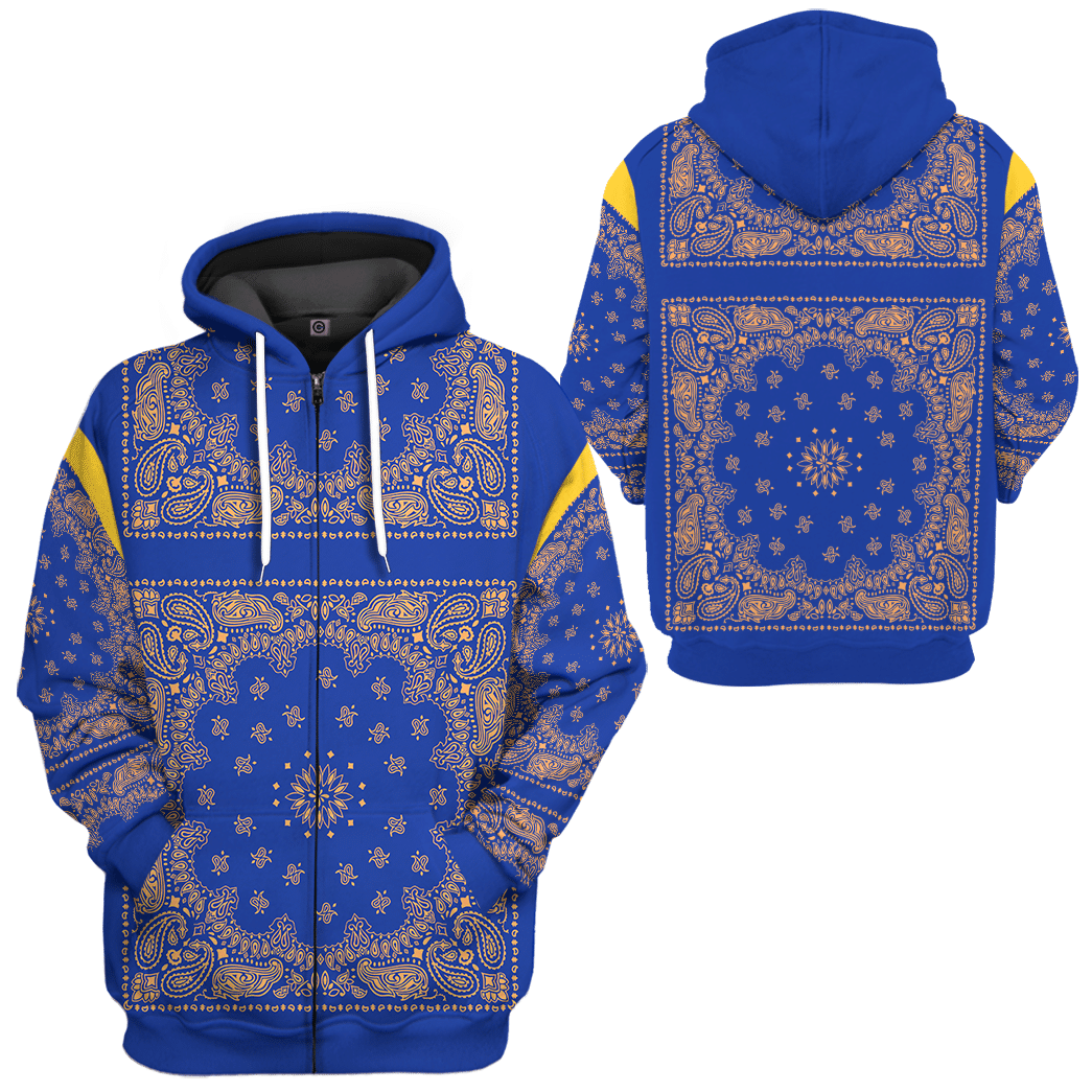 Klothek 3D Royal Blue Bandana Snoop Custom Tshirt Hoodie Apparel | Price in USA, Best Quality