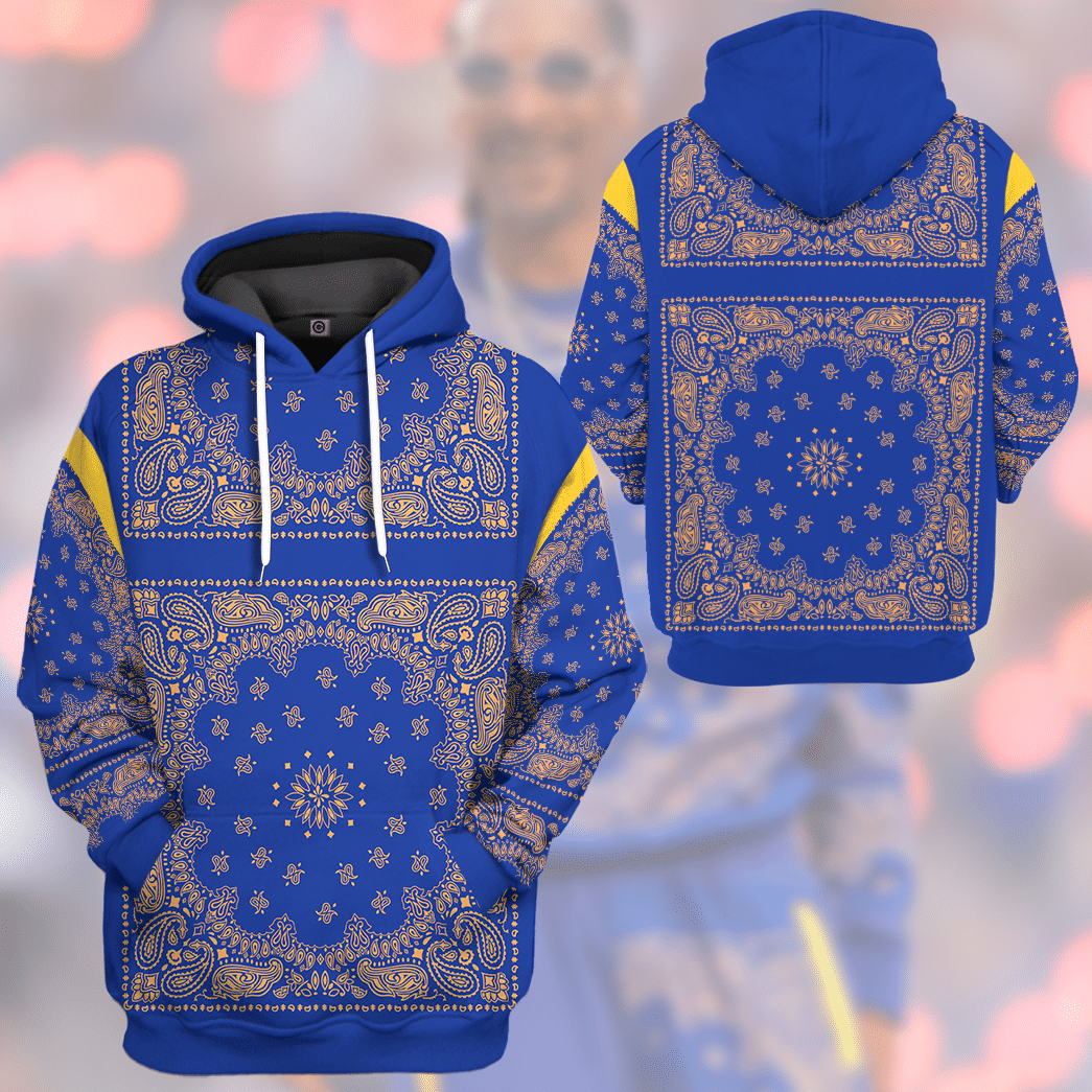 Klothek 3D Royal Blue Bandana Snoop Custom Tshirt Hoodie Apparel | Price in USA, Best Quality