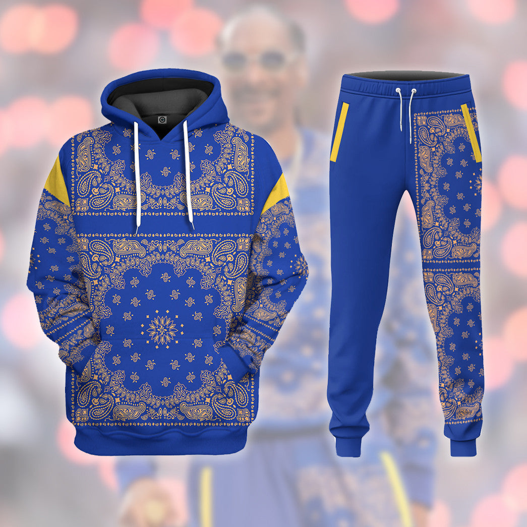 Klothek 3D Royal Blue Bandana Snoop Custom Tshirt Hoodie Apparel | Price in USA, Best Quality