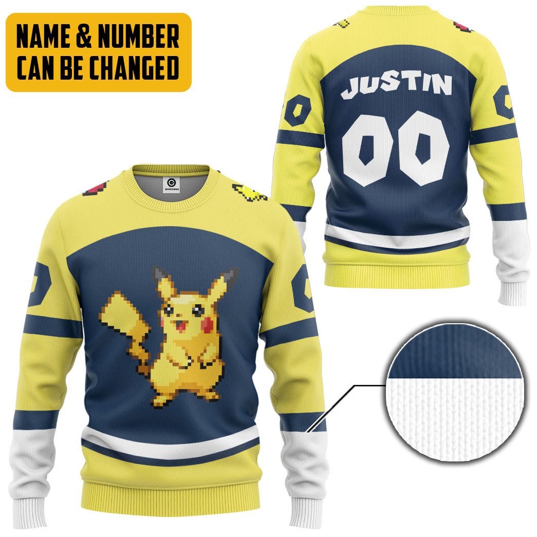 Klothek 3D PKM Pikachu Sport Custom Name Custom Number Hoodie Tshir | Price in USA, Best Quality