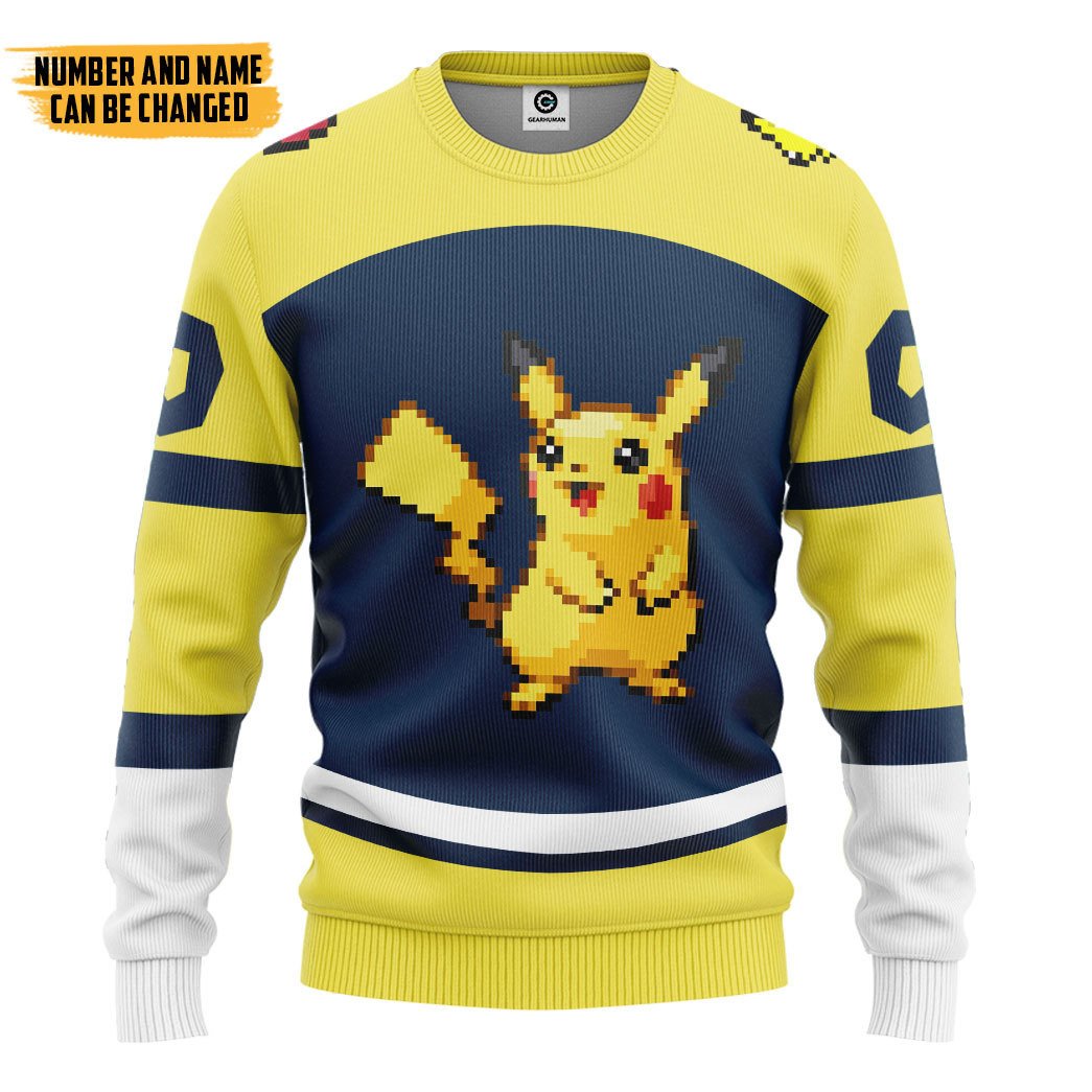 Klothek 3D PKM Pikachu Sport Custom Name Custom Number Hoodie Tshir | Price in USA, Best Quality