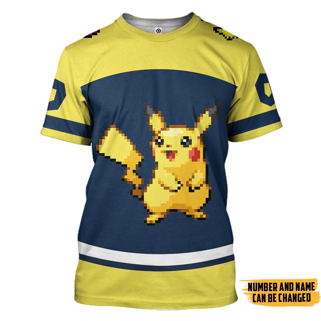 Klothek 3D PKM Pikachu Sport Custom Name Custom Number Hoodie Tshir | Price in USA, Best Quality