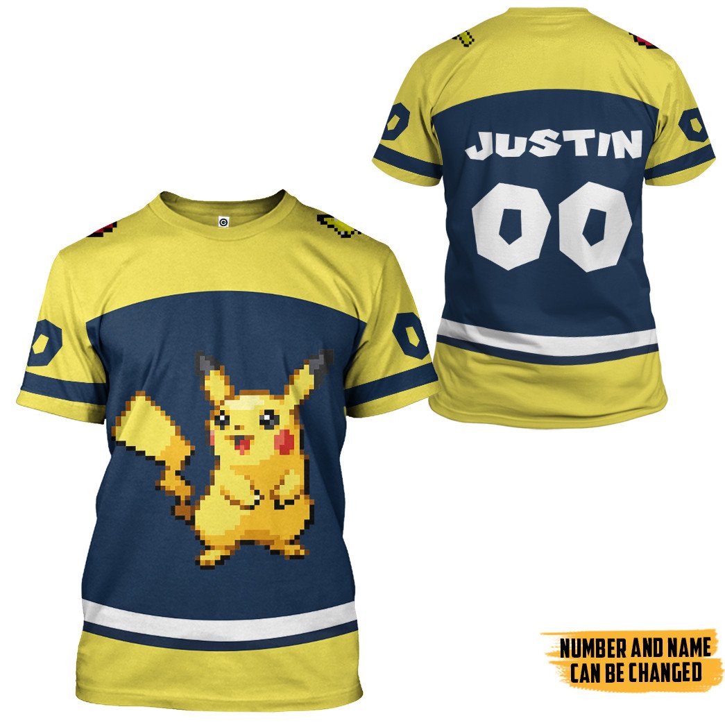 Klothek 3D PKM Pikachu Sport Custom Name Custom Number Hoodie Tshir | Price in USA, Best Quality