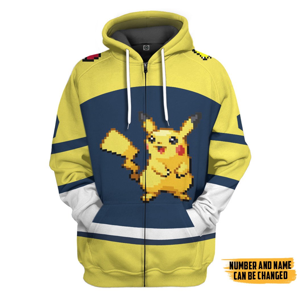 Klothek 3D PKM Pikachu Sport Custom Name Custom Number Hoodie Tshir | Price in USA, Best Quality