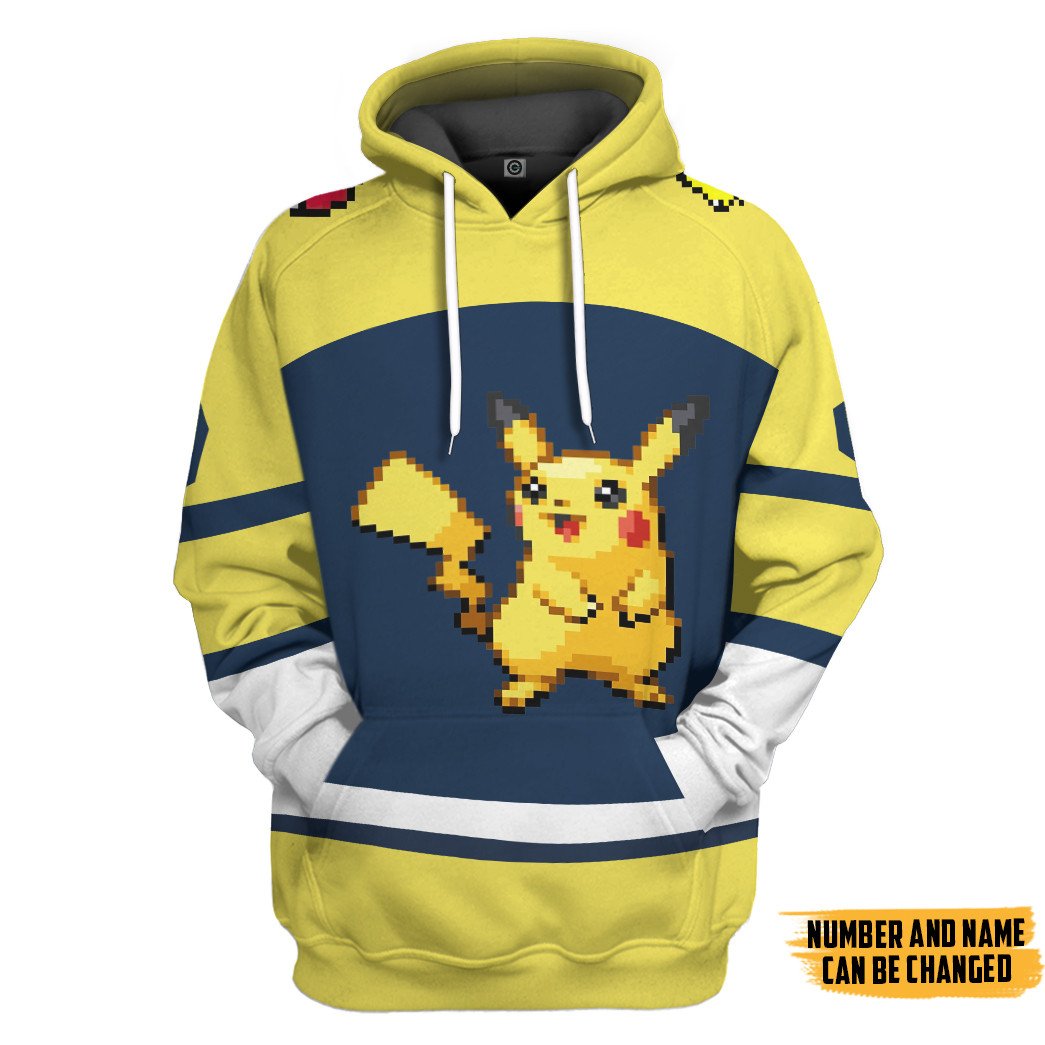 Klothek 3D PKM Pikachu Sport Custom Name Custom Number Hoodie Tshir | Price in USA, Best Quality