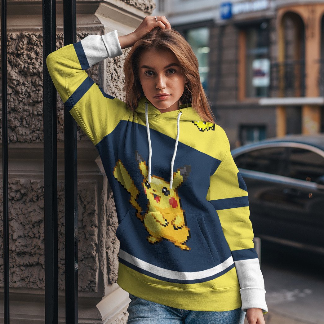 Klothek 3D PKM Pikachu Sport Custom Name Custom Number Hoodie Tshir | Price in USA, Best Quality