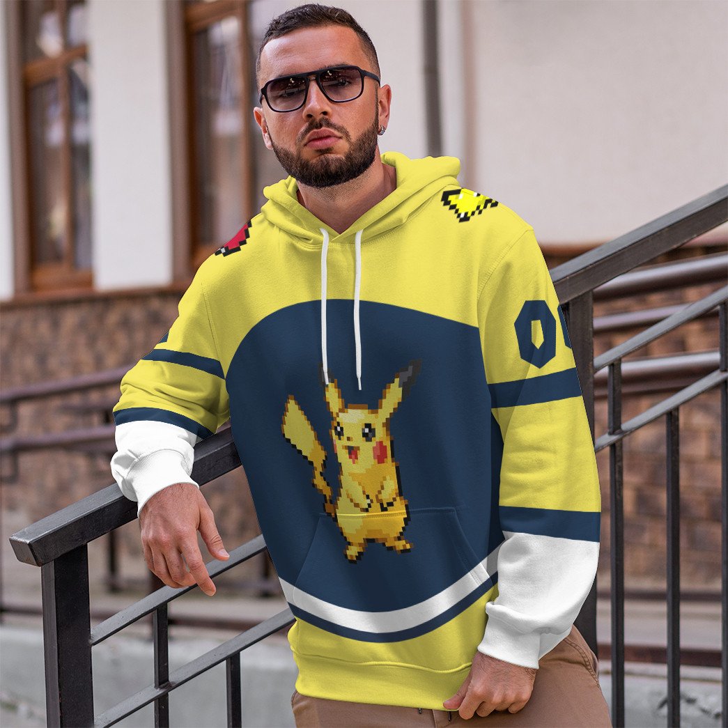 Klothek 3D PKM Pikachu Sport Custom Name Custom Number Hoodie Tshir | Price in USA, Best Quality