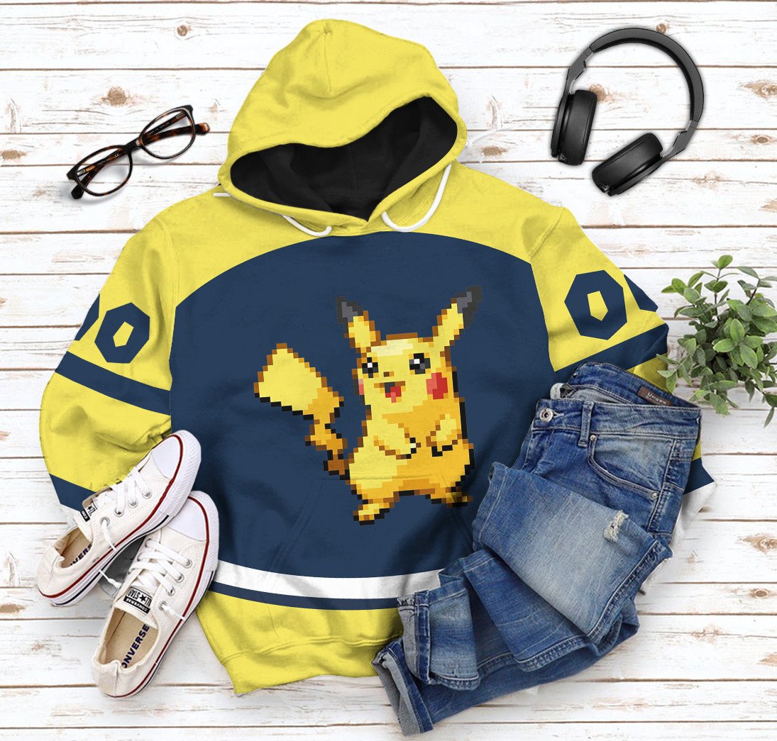 Klothek 3D PKM Pikachu Sport Custom Name Custom Number Hoodie Tshir | Price in USA, Best Quality