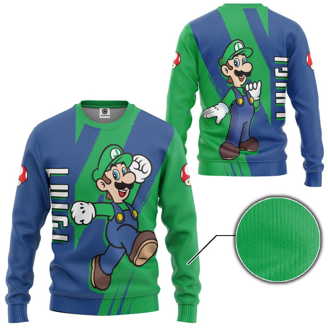 Klothek 3D Happy Luigi Custom Hoodie Tshirt Apparel | Price in USA, Best Quality