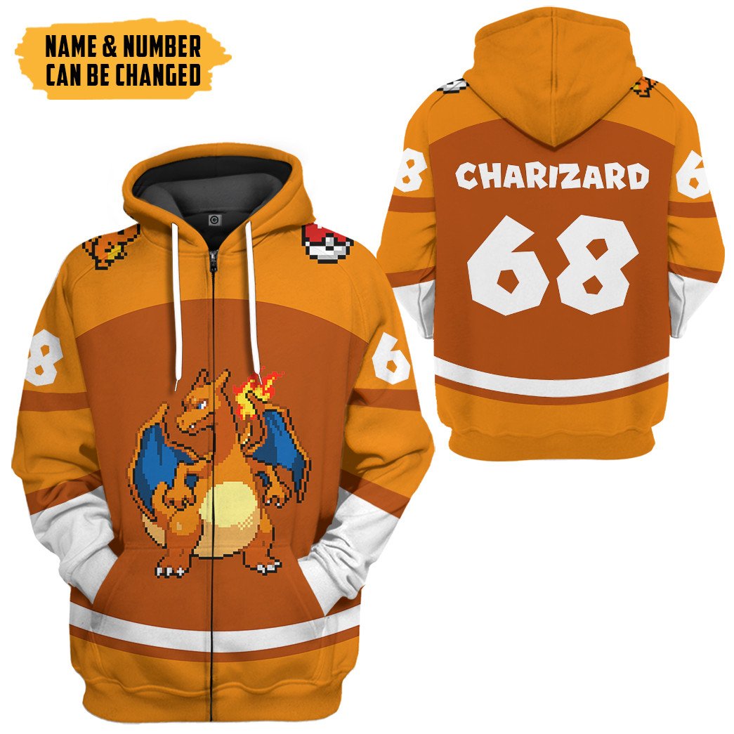 Klothek 3D PKM Charizard Sport Custom Name Custom Number Hoodie Tsh | Price in USA, Best Quality