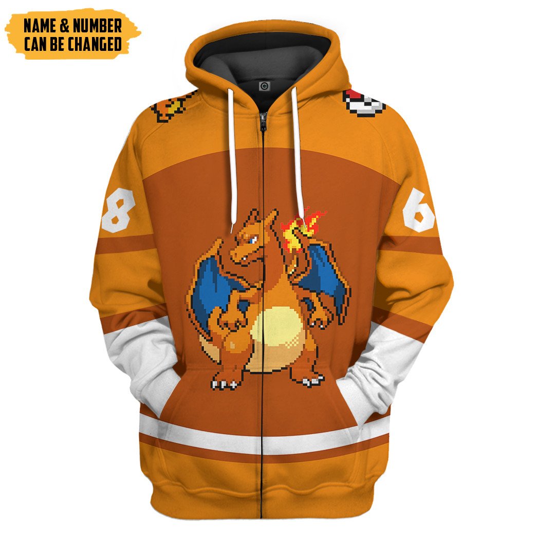 Klothek 3D PKM Charizard Sport Custom Name Custom Number Hoodie Tsh | Price in USA, Best Quality