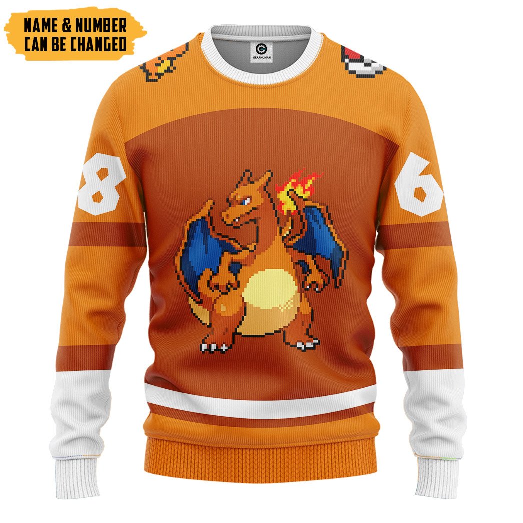 Klothek 3D PKM Charizard Sport Custom Name Custom Number Hoodie Tsh | Price in USA, Best Quality