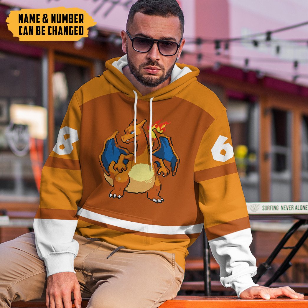 Klothek 3D PKM Charizard Sport Custom Name Custom Number Hoodie Tsh | Price in USA, Best Quality