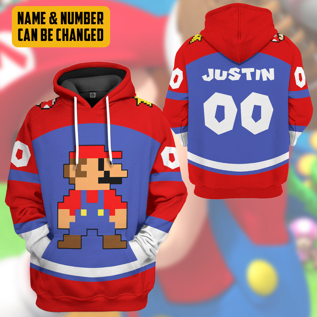 Klothek 3D Mario Sports Ver 2 Custom Name Custom Number Hoodie Tshi | Price in USA, Best Quality