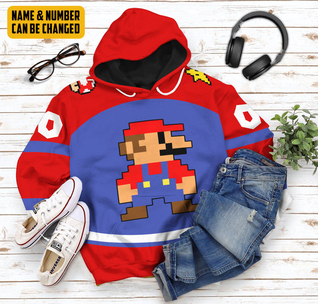 Klothek 3D Mario Sports Ver 2 Custom Name Custom Number Hoodie Tshi | Price in USA, Best Quality