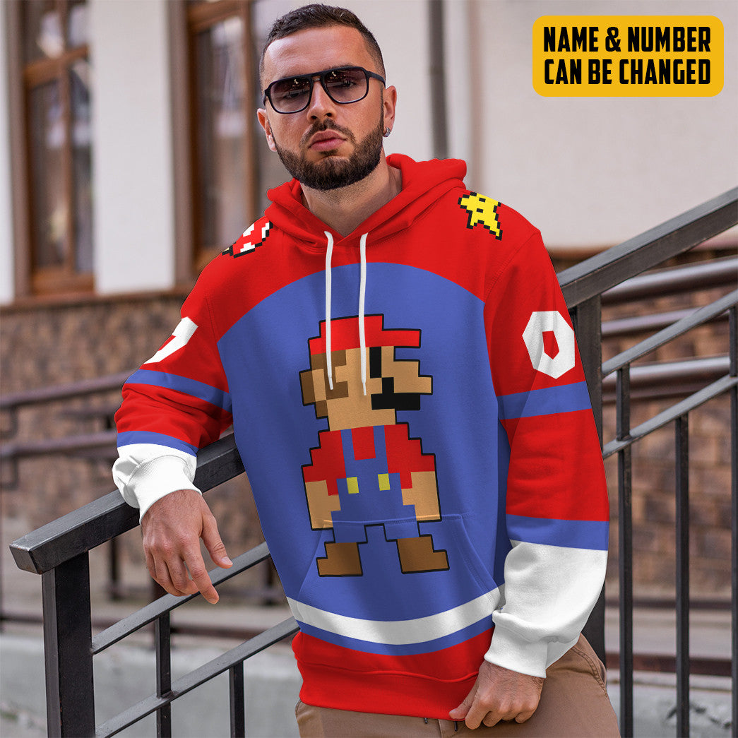 Klothek 3D Mario Sports Ver 2 Custom Name Custom Number Hoodie Tshi | Price in USA, Best Quality