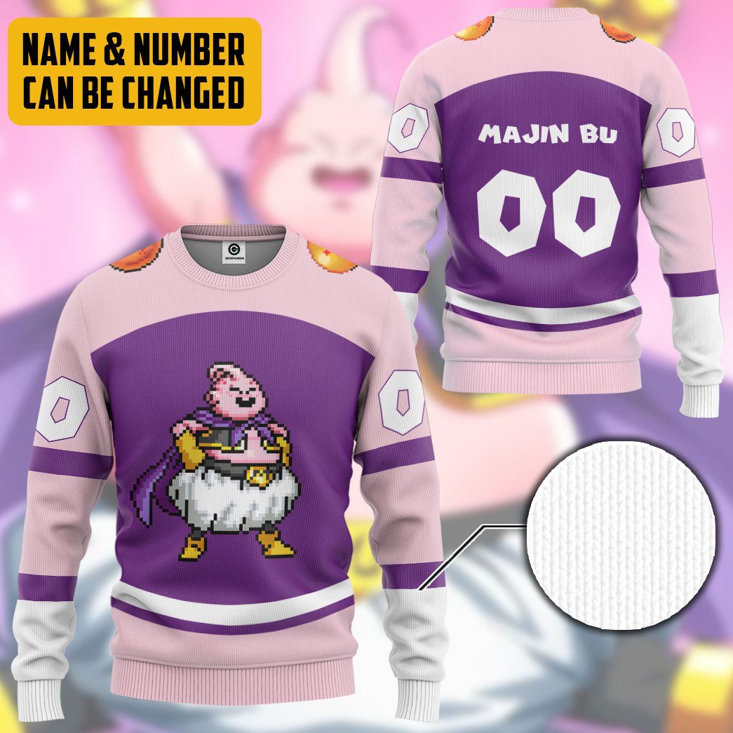 Klothek 3D DBZ Majin Buu Custom Name Custom Number Tshirt Hoodie Ap | Price in USA, Best Quality