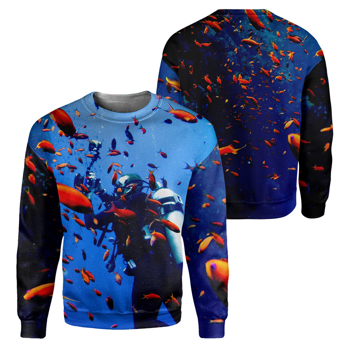 Klothek Golden Fish Scuba Diving - 3D All Over Printed Shirt | Price in USA, Best Quality