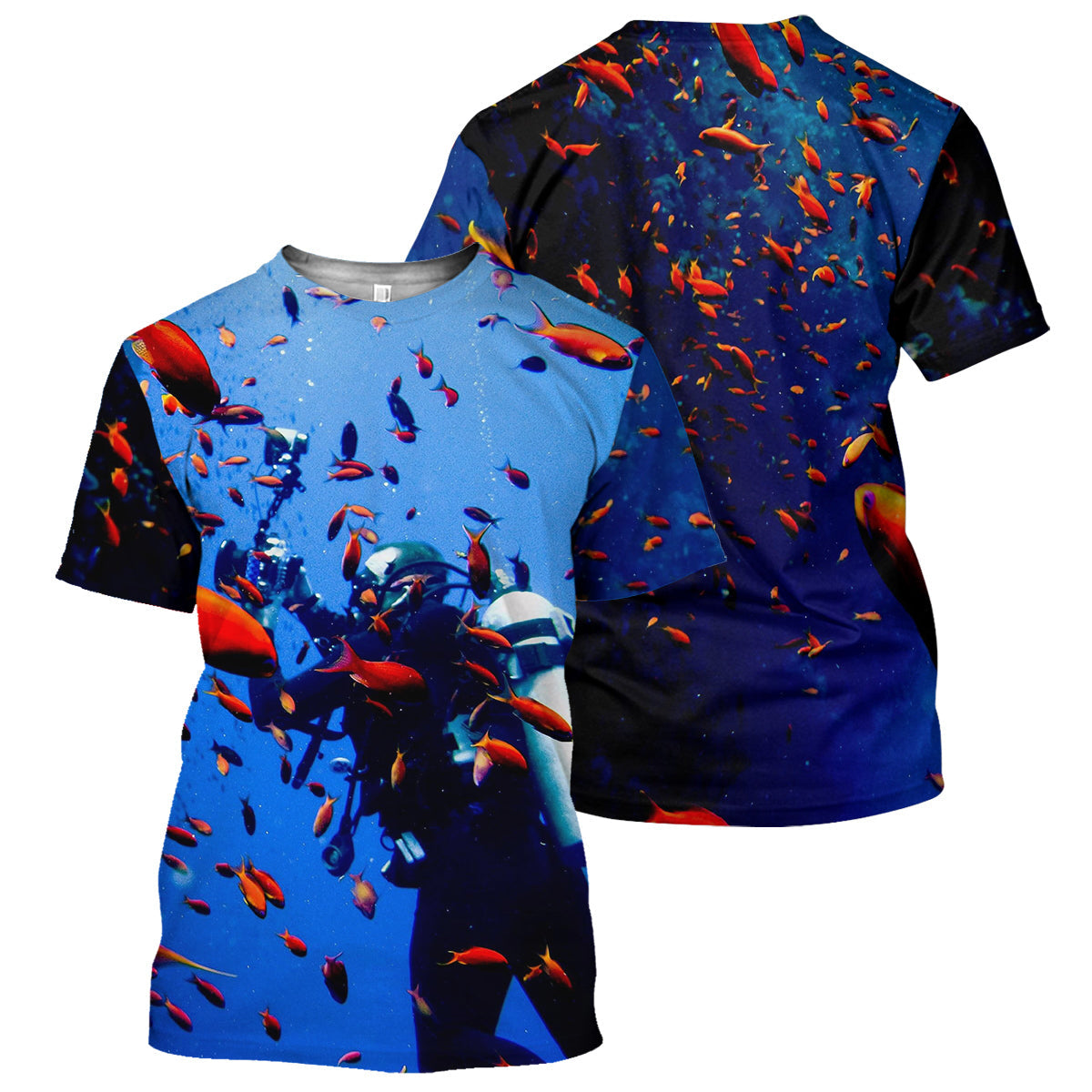 Klothek Golden Fish Scuba Diving - 3D All Over Printed Shirt | Price in USA, Best Quality