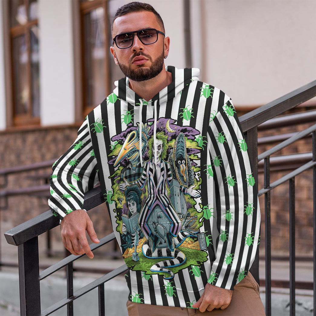 Klothek 3D Beetlejuice Stripes and Bugs Custom Hoodie Tshirt Appare | Price in USA, Best Quality