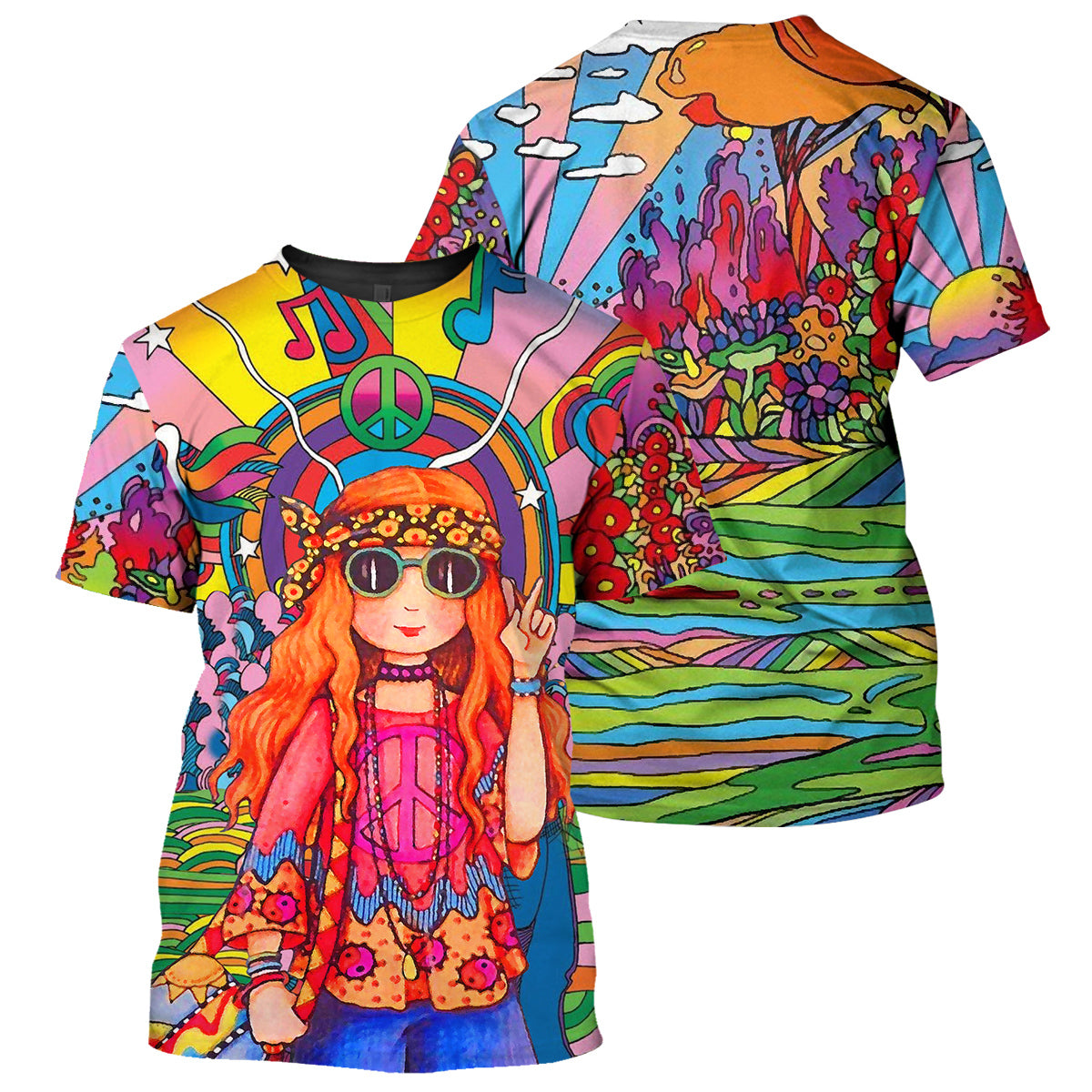 Klothek Red Hair Hippie Girl - 3D All Over Printed Shirt | Price in USA, Best Quality