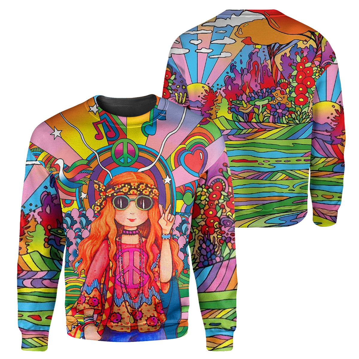 Klothek Red Hair Hippie Girl - 3D All Over Printed Shirt | Price in USA, Best Quality