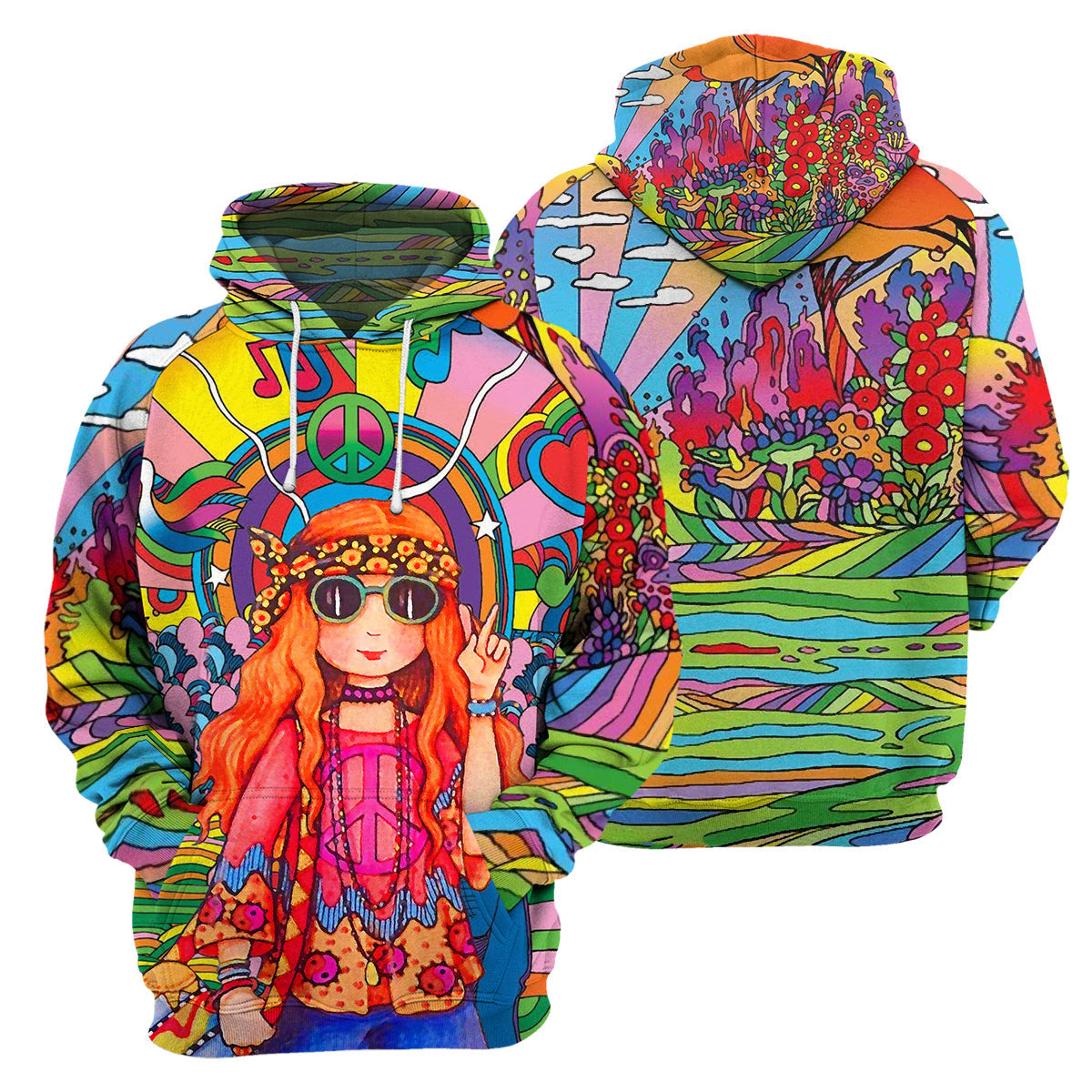 Klothek Red Hair Hippie Girl - 3D All Over Printed Shirt | Price in USA, Best Quality