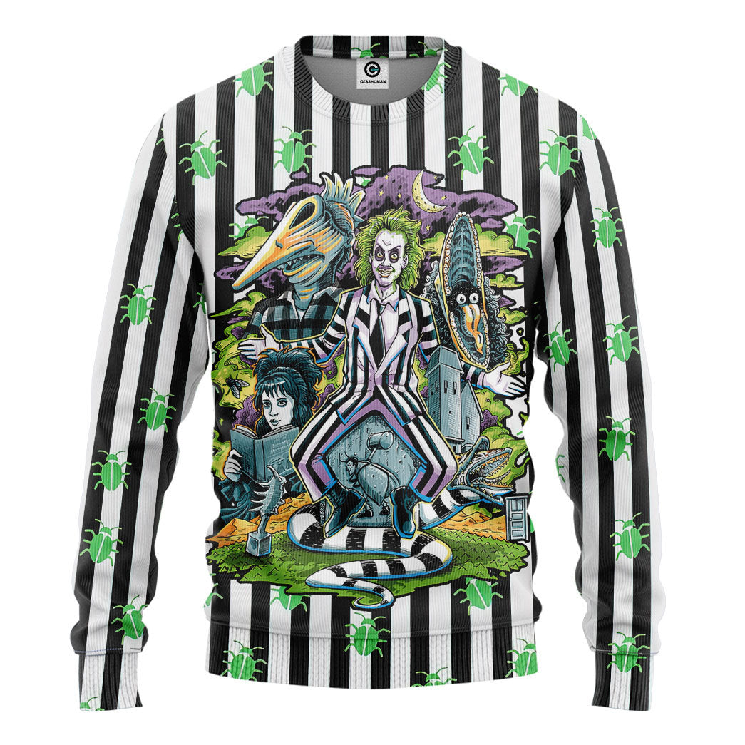 Klothek 3D Beetlejuice Stripes and Bugs Custom Hoodie Tshirt Appare | Price in USA, Best Quality