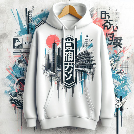 Mens Printed Kangaroo Hoodie GRMPRKH14 - White