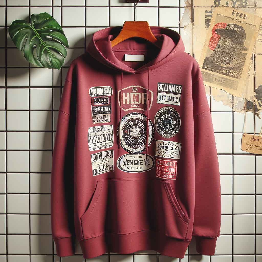 Mens Printed Kangaroo Hoodie GRMPRKH11 - Maroon